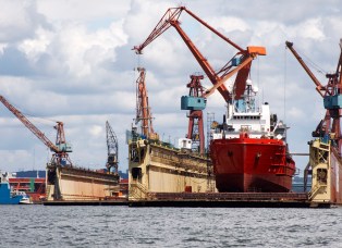 Dry dock in Gothenburg industrial harbour