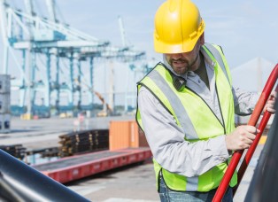 Man working at shipping port